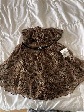 ASOS - Miss Selfridge beach chiffon tie front romper in leopard print - Size 12